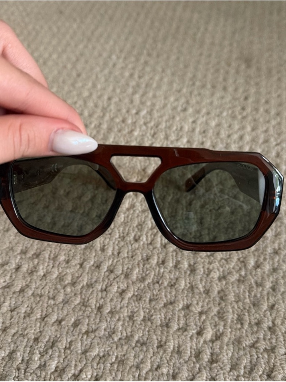 Chunky Brown Geometric Sunglasses